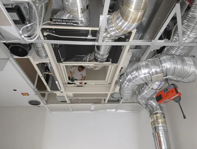 Pembroke Air Duct Cleaning technician performing detailed central duct system cleaning in Pembroke
