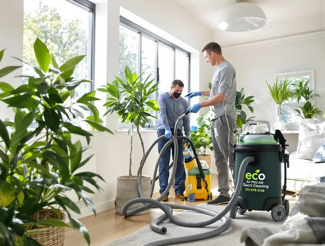 Pembroke Air Duct Cleaning technician performing eco-friendly duct cleaning using sustainable methods in Pembroke