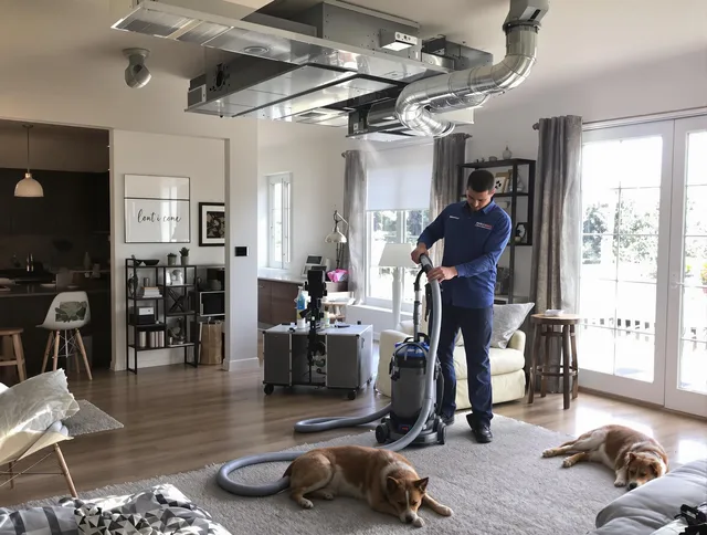 Pembroke Air Duct Cleaning technician performing detailed indoor duct cleaning for improved air quality in Pembroke